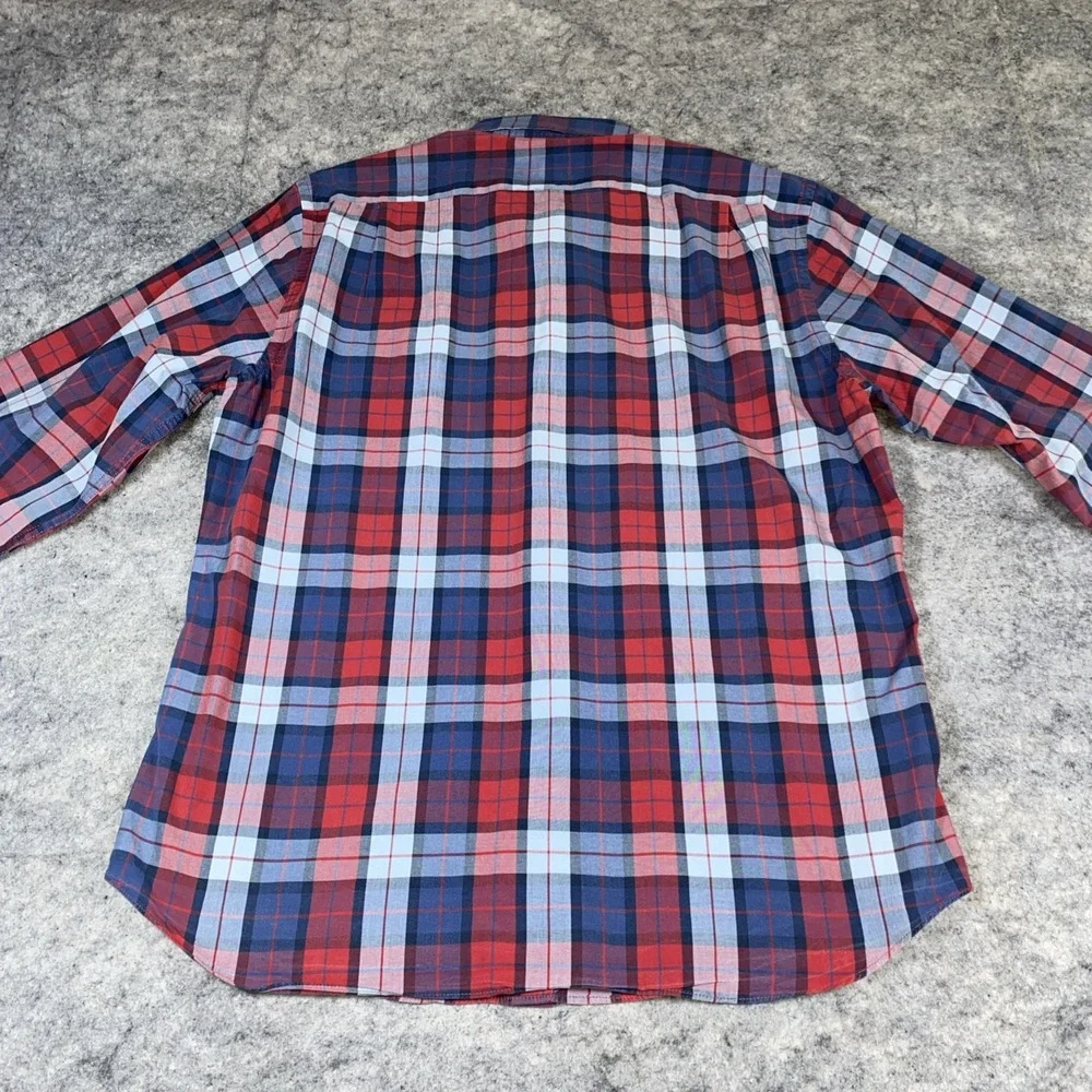 J. Crew‎ Button Down Shirt Men's Large Blue Plaid Casual Preppy Pocket Slim Fit